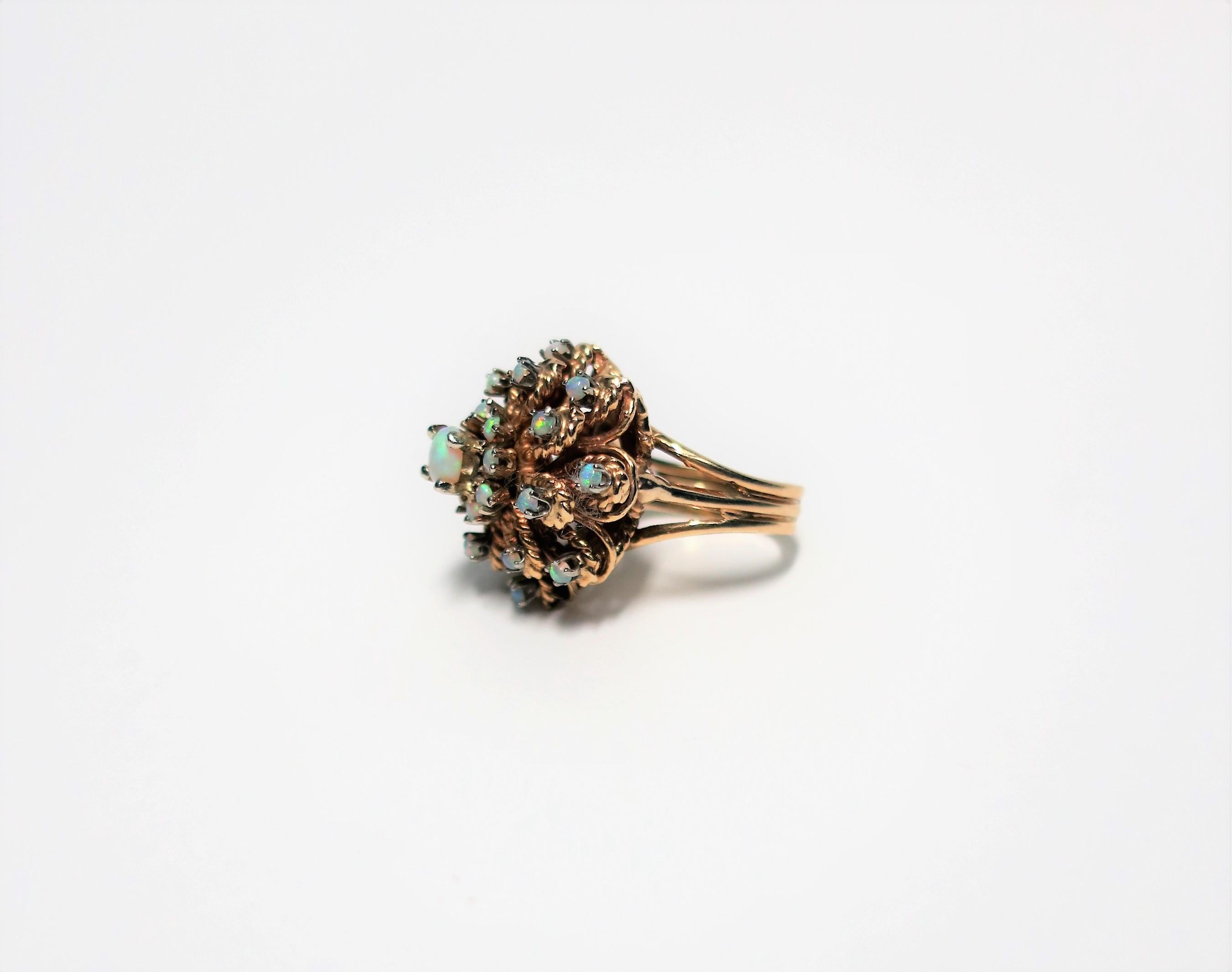 American Opal and 14-Karat Yellow Gold Cocktail Ring, circa 1960s