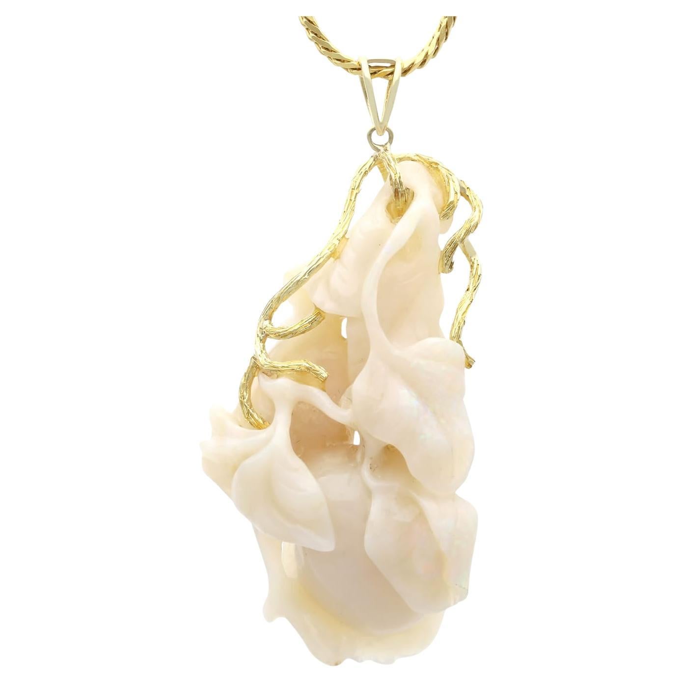 Vintage Opal and 14 Karat Yellow Gold Pendant Circa 1990