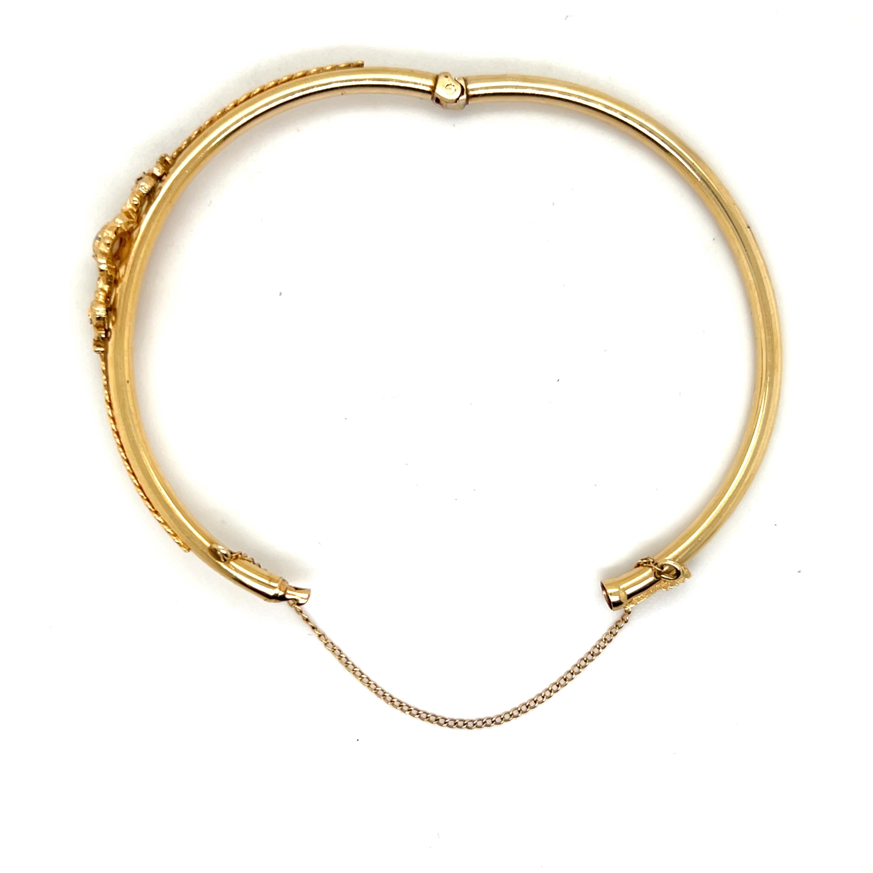 Opale d'epoca e bracciale a cerniera in oro giallo 14k 1960 6