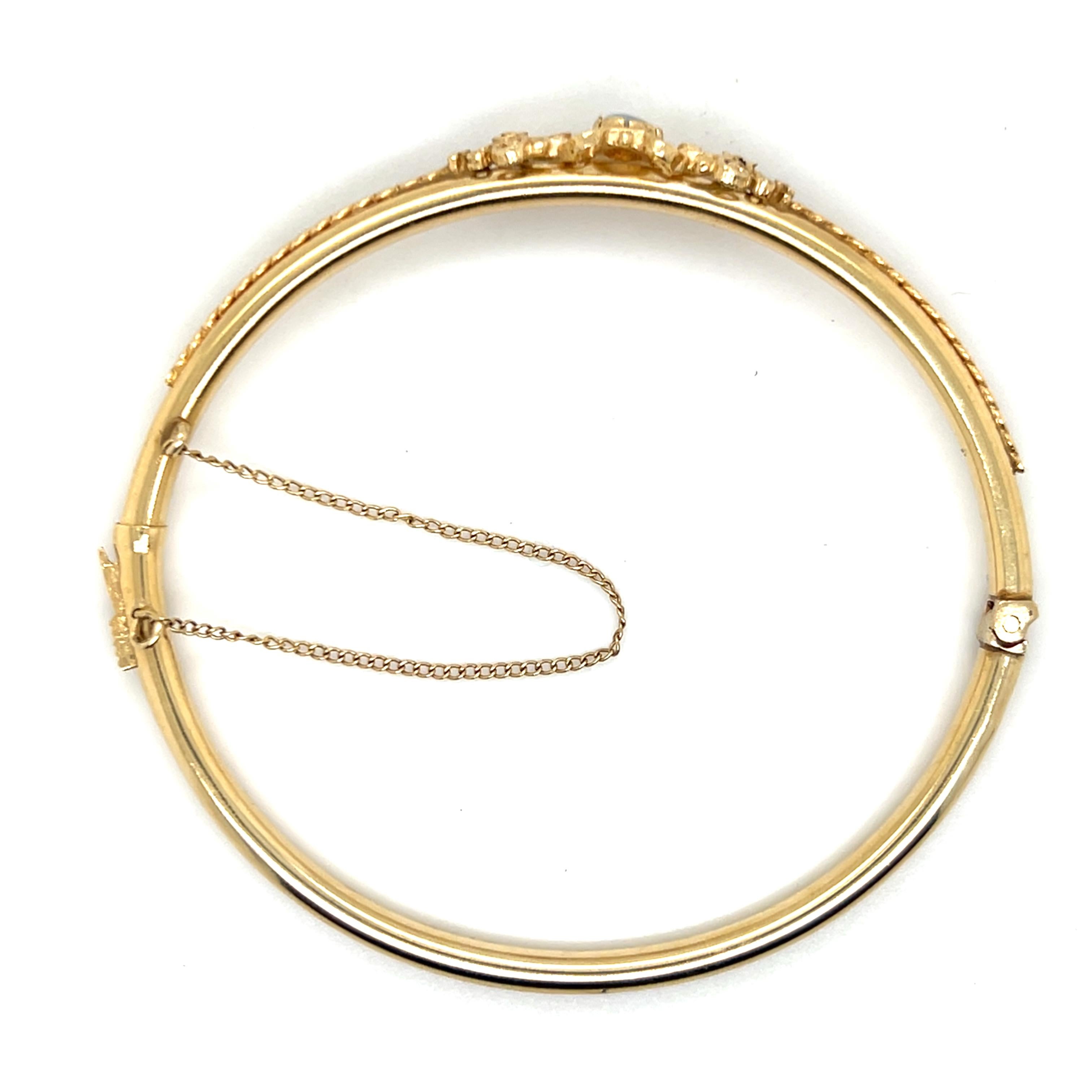 Opale d'epoca e bracciale a cerniera in oro giallo 14k 1960 7