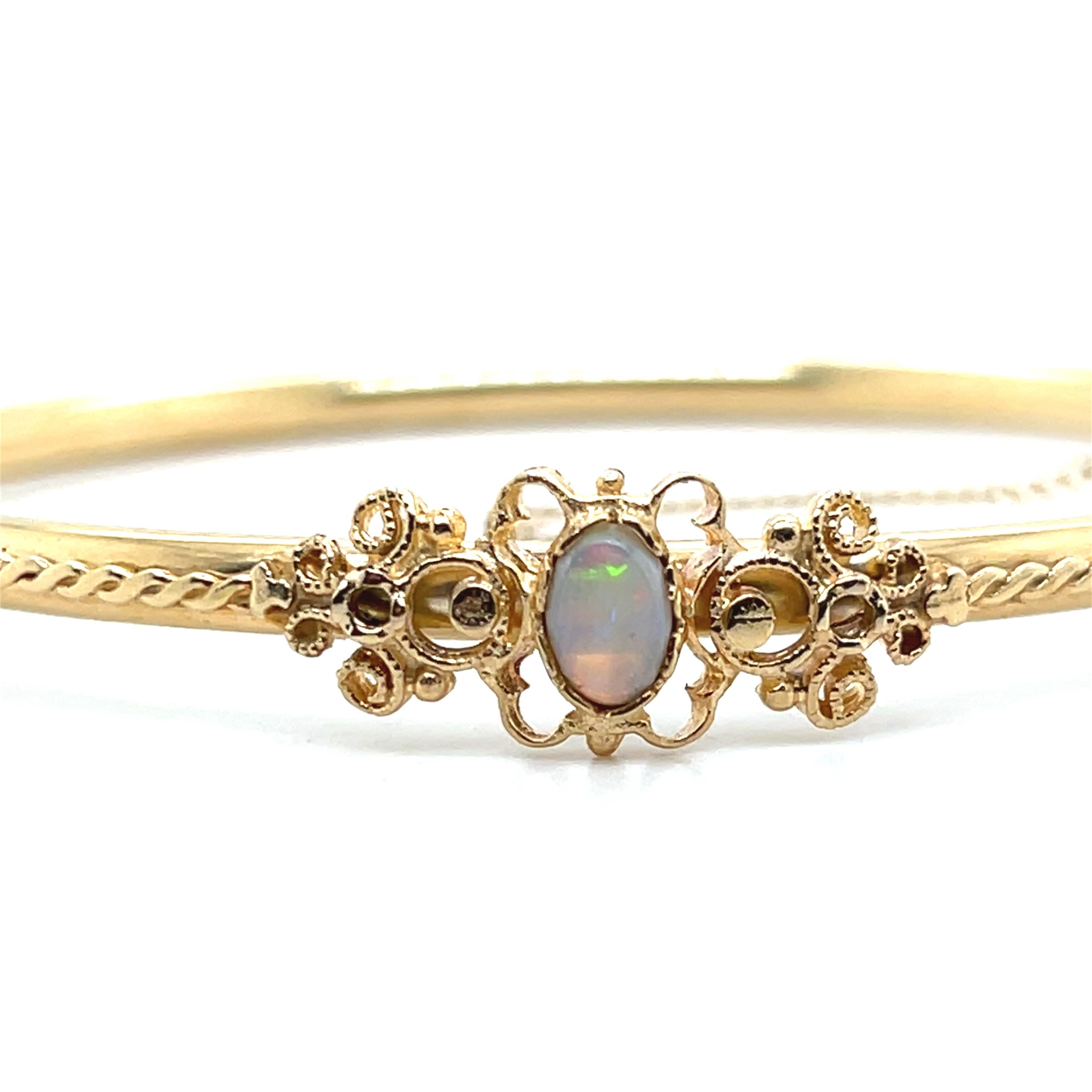 Opale d'epoca e bracciale a cerniera in oro giallo 14k 1960 In condizioni buone a Towson, MD