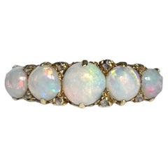 Vintage Opal and 18 Carat Gold Five-Stone Ring