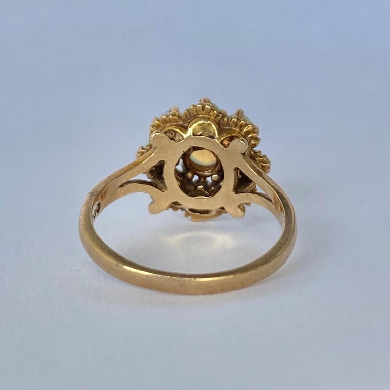 Vintage Opal and 9 Carat Gold Cluster Ring at 1stDibs | vintage opal ...