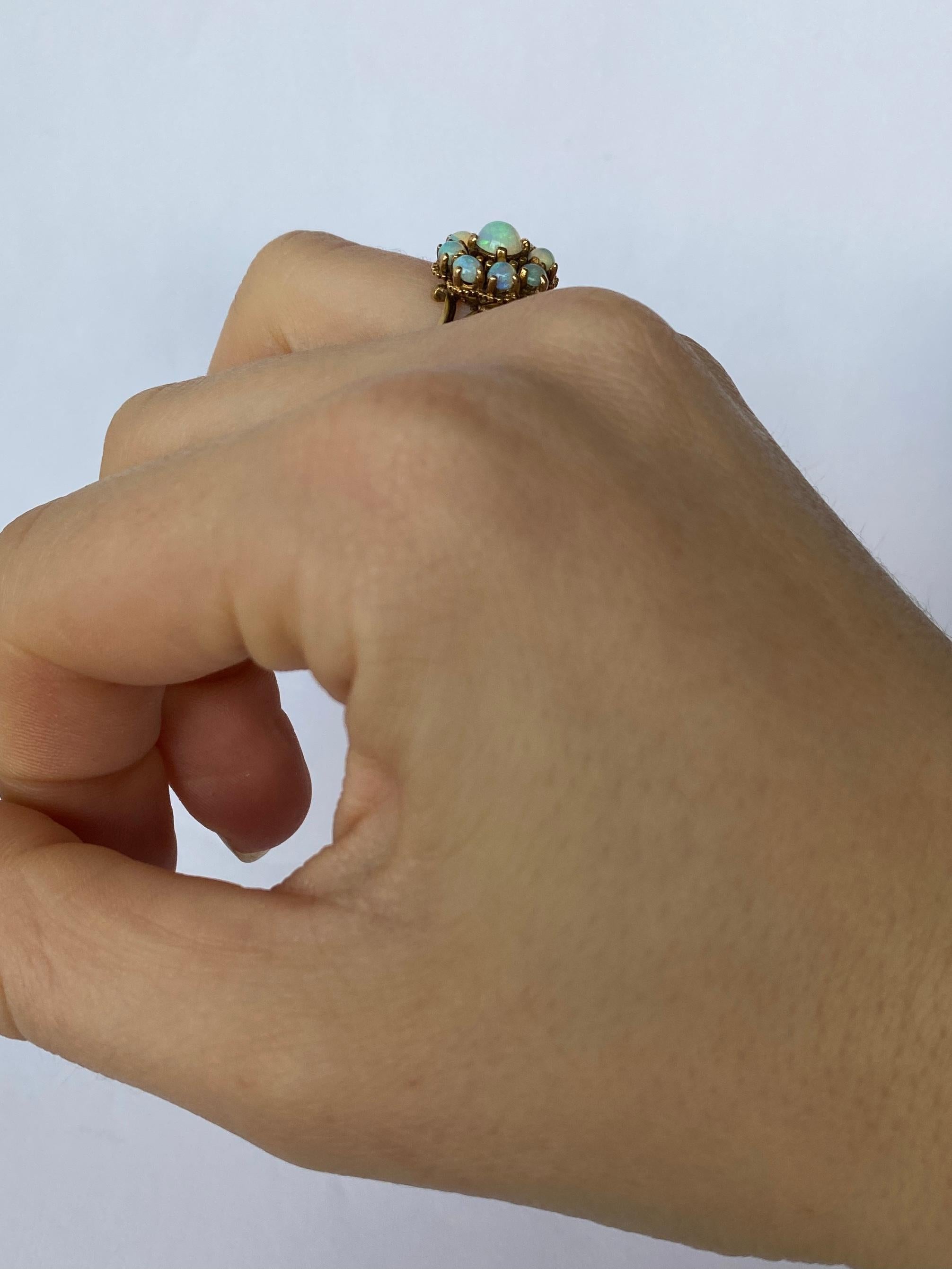 Vintage Opal und 9 Karat Gold Cluster Ring Damen
