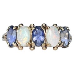 9 Karat Gold-Ring mit Opal und Amethyst