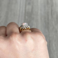 Vintage Opal and Diamond 18 Carat Gold Cluster Ring