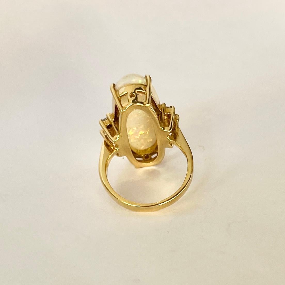 Vintage Opal and Diamond 18 Carat Gold Cocktail Ring In Good Condition For Sale In Chipping Campden, GB