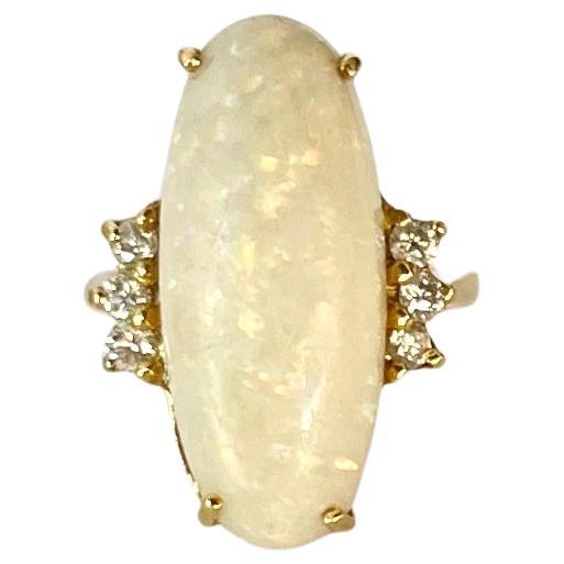 Vintage Opal and Diamond 18 Carat Gold Cocktail Ring For Sale