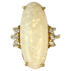 Vintage Opal and Diamond 18 Carat Gold Cocktail Ring