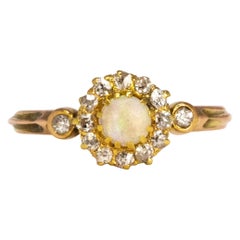 Vintage Opal and Diamond 9 Carat Gold Cluster Ring