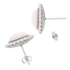 Vintage Opal and Diamond Cluster Earrings, circa 1950s