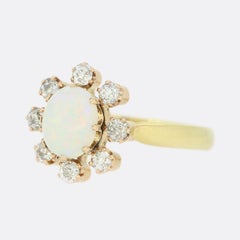 Vintage Opal and Diamond Cluster Ring