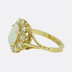 Vintage Opal and Diamond Cluster Ring