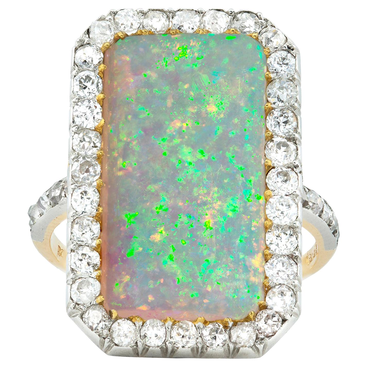 Diamant-Cluster-Ring mit Opal