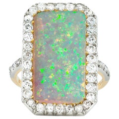 Antique Opal and Diamond Cluster Ring