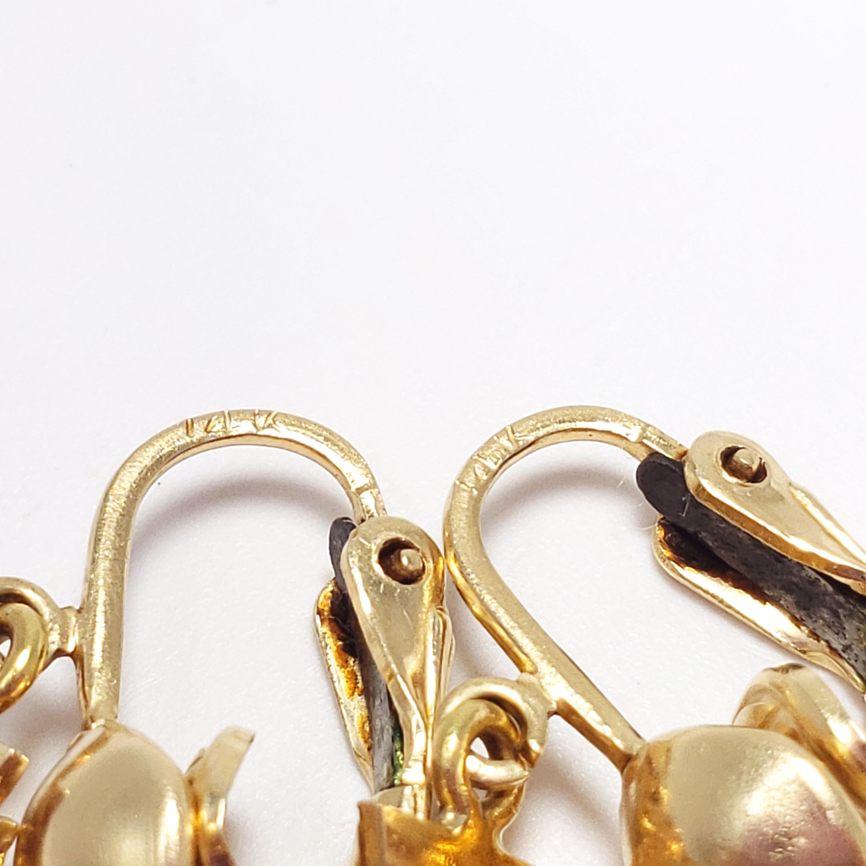 Vintage Opal and Diamond Dangling Teardrop Clip-On Earrings in 14 Karat Gold In Good Condition For Sale In Milford, DE