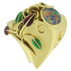 Vintage-Ring aus Opal und Emaille