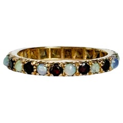 Vintage Opal and Garnet 9 Carat Gold Full Eternity Band