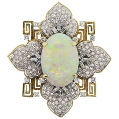 Vintage Opal and Gold Pendant Brooch