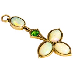 Vintage Opal and Green Garnet Yellow Gold Pendant