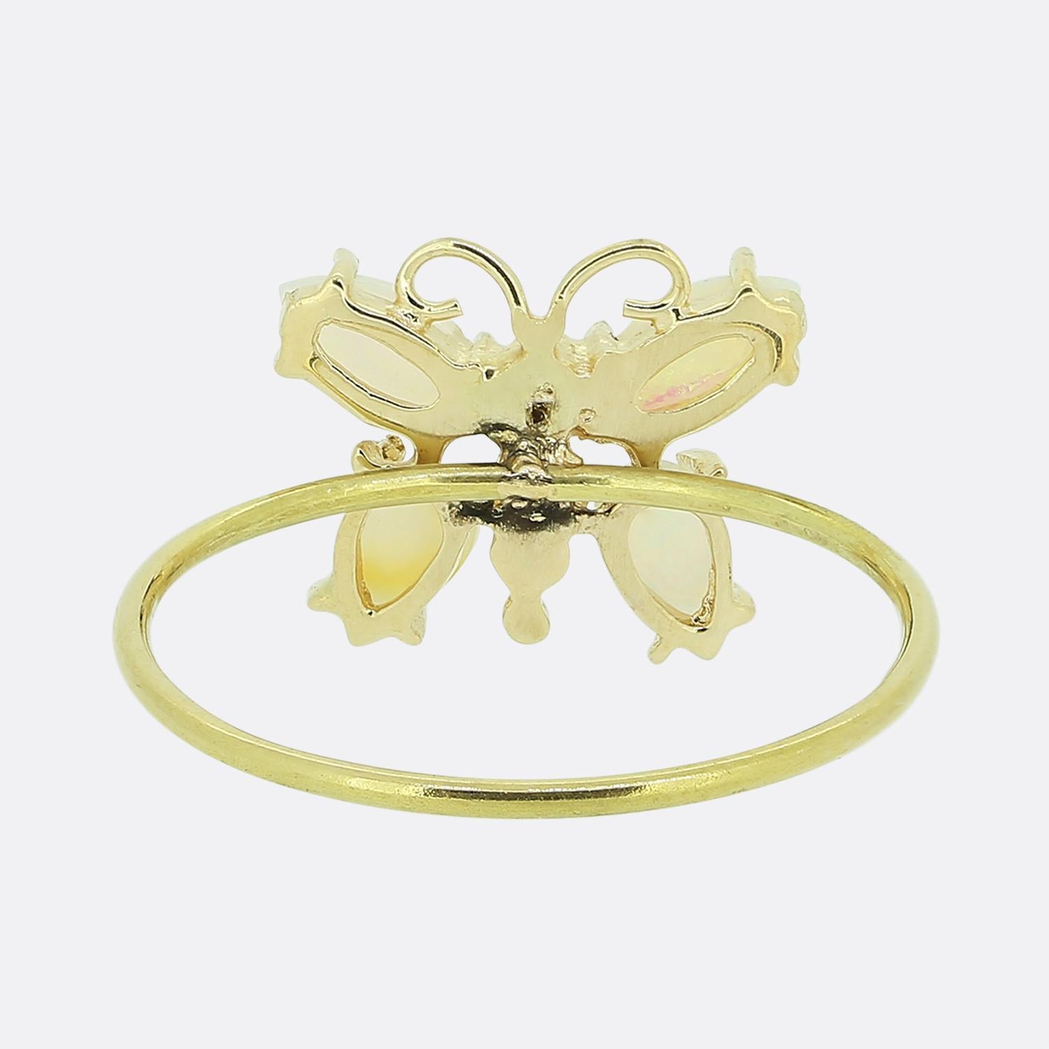 Vintage Opal Butterfly Ring In Good Condition For Sale In London, GB