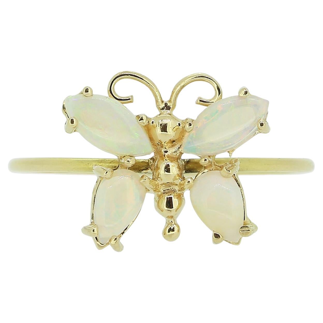 Vintage Opal Butterfly Ring For Sale