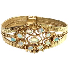 Vintage Opal Cluster and Gold Bracelet