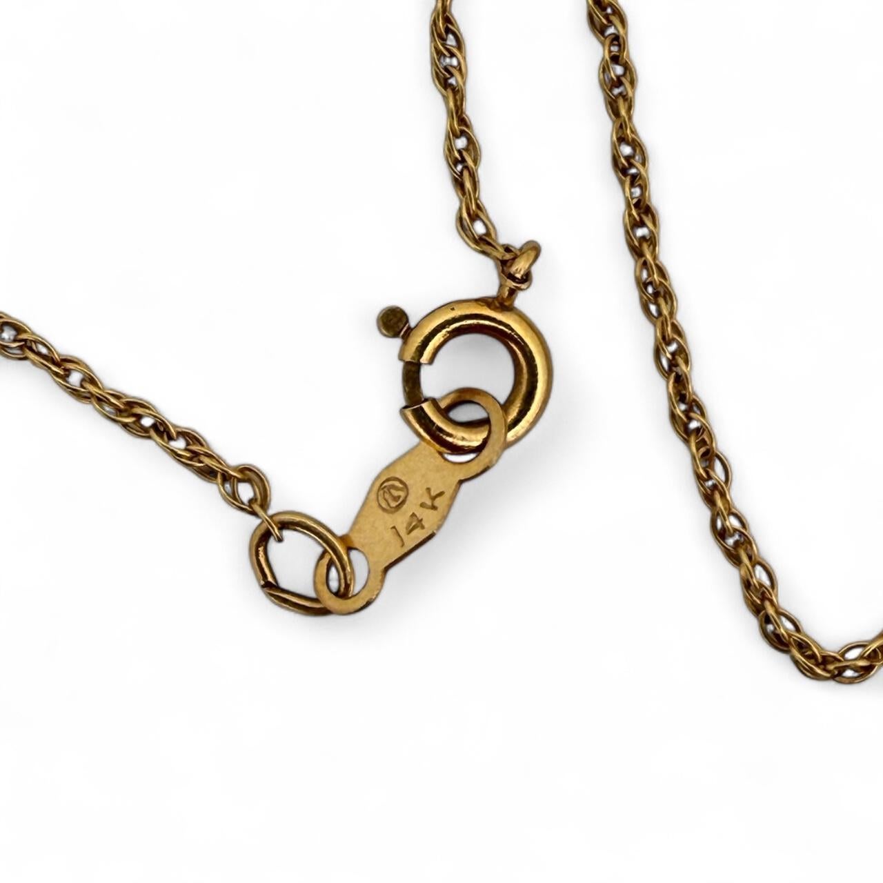 Collier pendentif croix opale vintage et chaîne en or rose 14K en vente 1