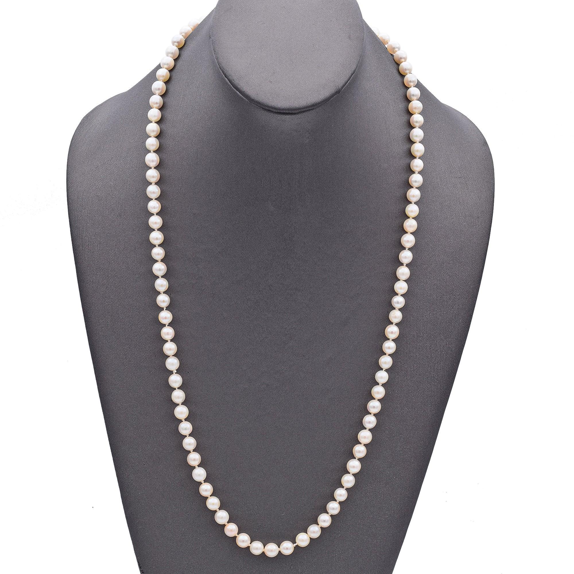 Collana vintage di perle coltivate opale in oro giallo 14K con fili di perline in vendita 1
