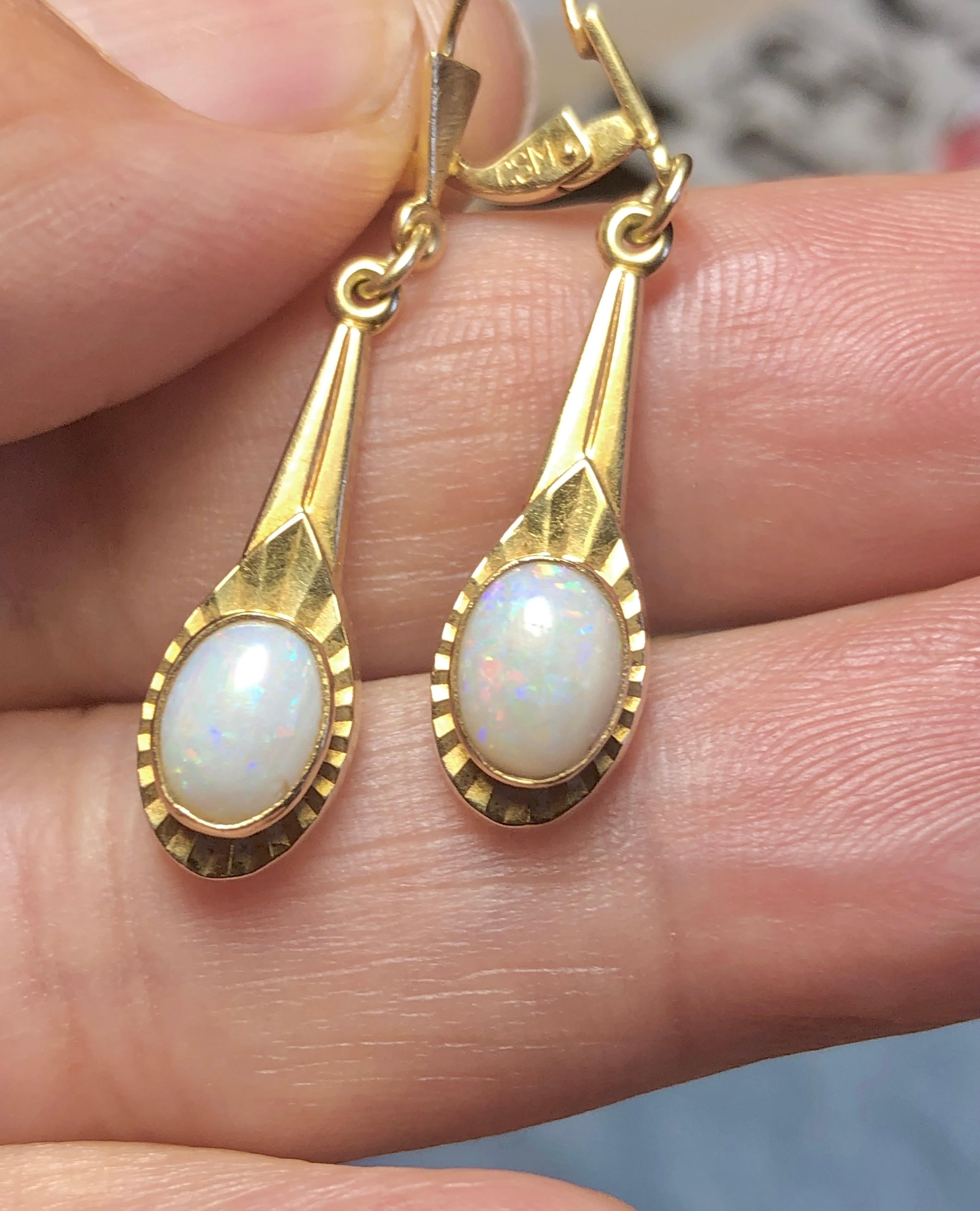 vintage opal drop earrings