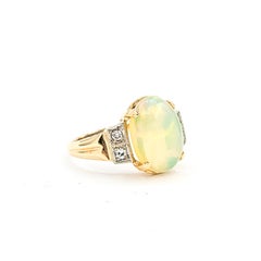 Vintage Opal & Diamond 5-Stone Ring in 14k Yellow Gold