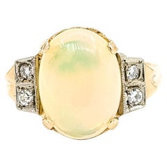 Vintage Opal & Diamond 5-Stone Ring in 14k Yellow Gold