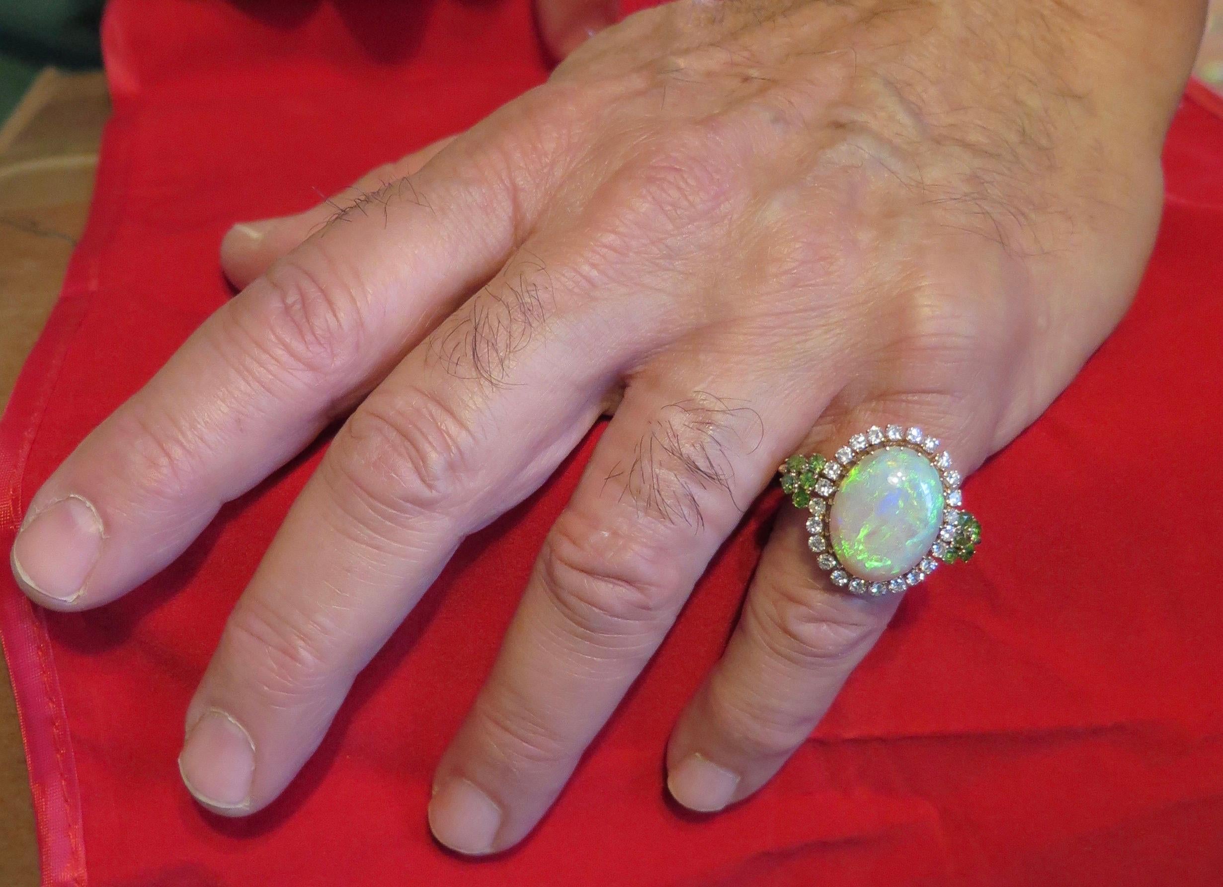 Vintage Opal, Diamond and Peridot Ring 1