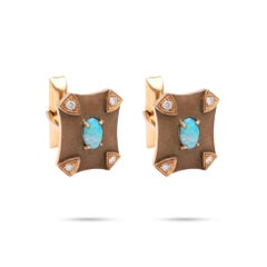 Gemelos vintage ópalo diamante oro