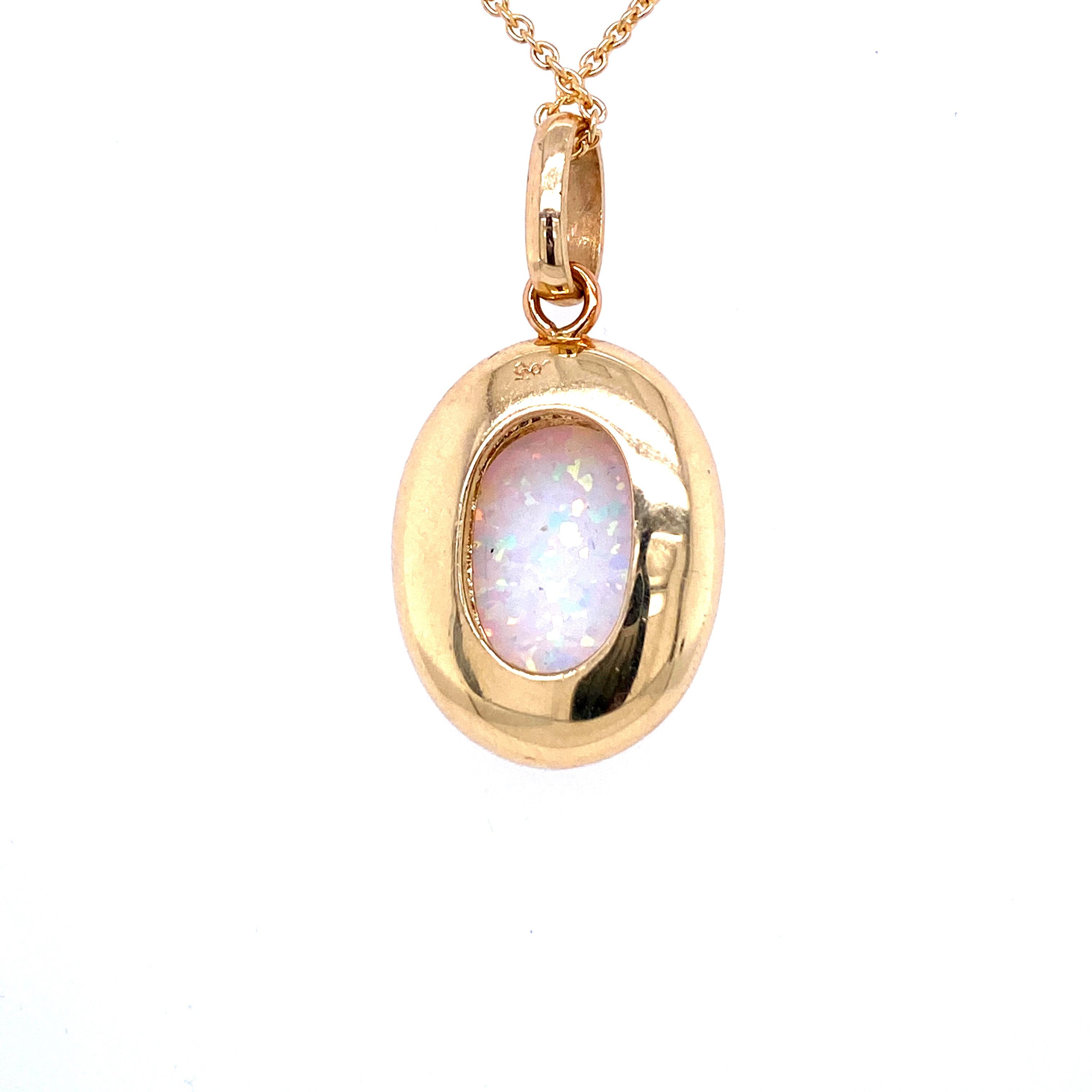 Vintage Opal Diamond Gold Pendant Necklace 6