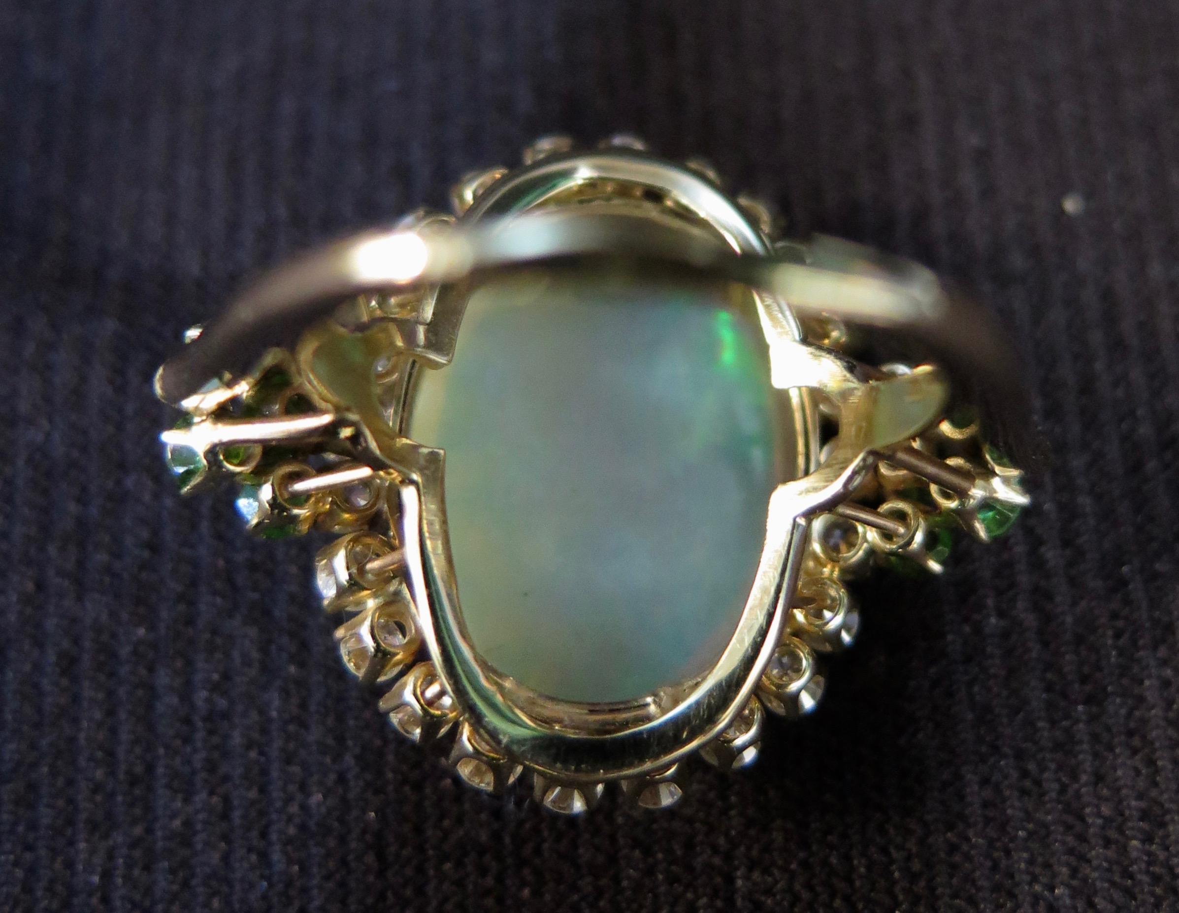 opal and peridot engagement ring