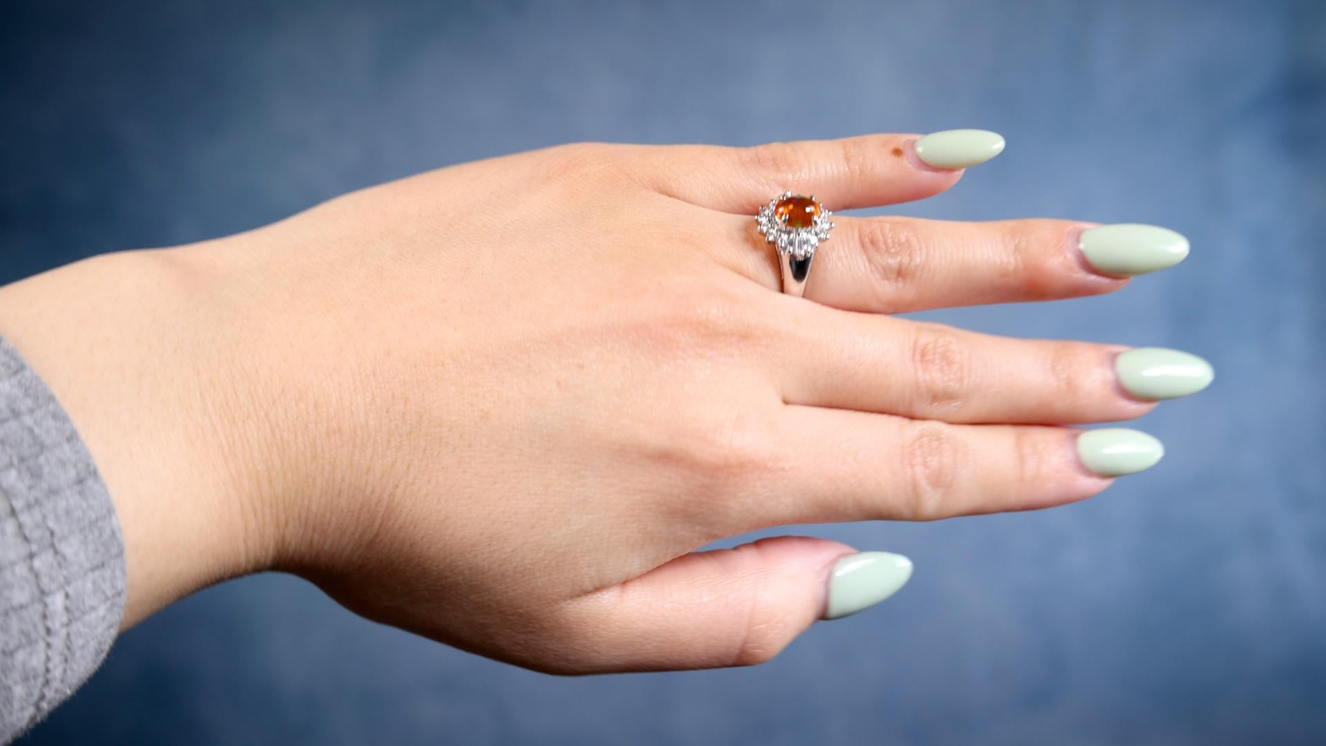 Vintage Opal Diamant Platin Cluster Ring (Cabochon)