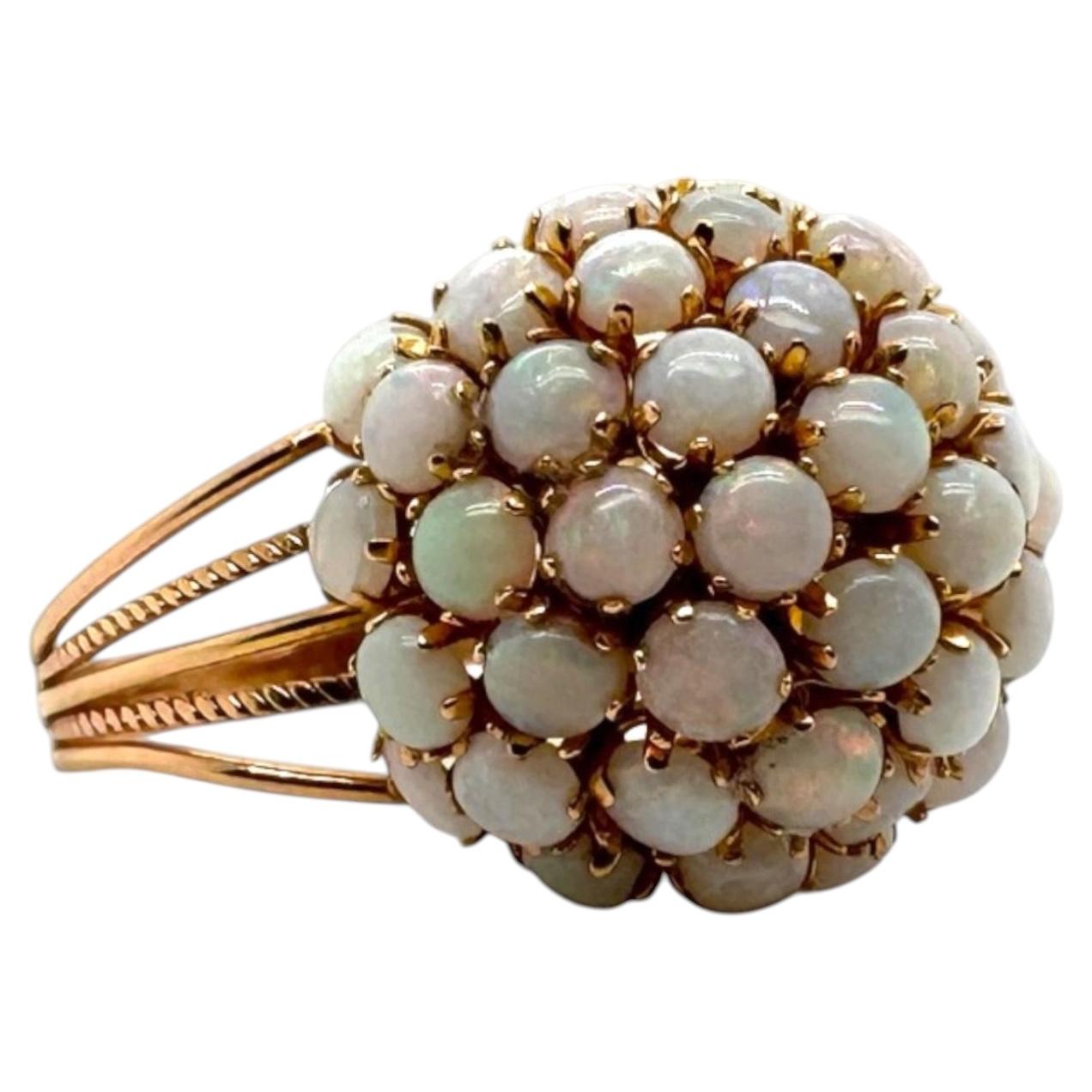 Vintage Opal Dome Cluster Ring 14K Yellow Gold