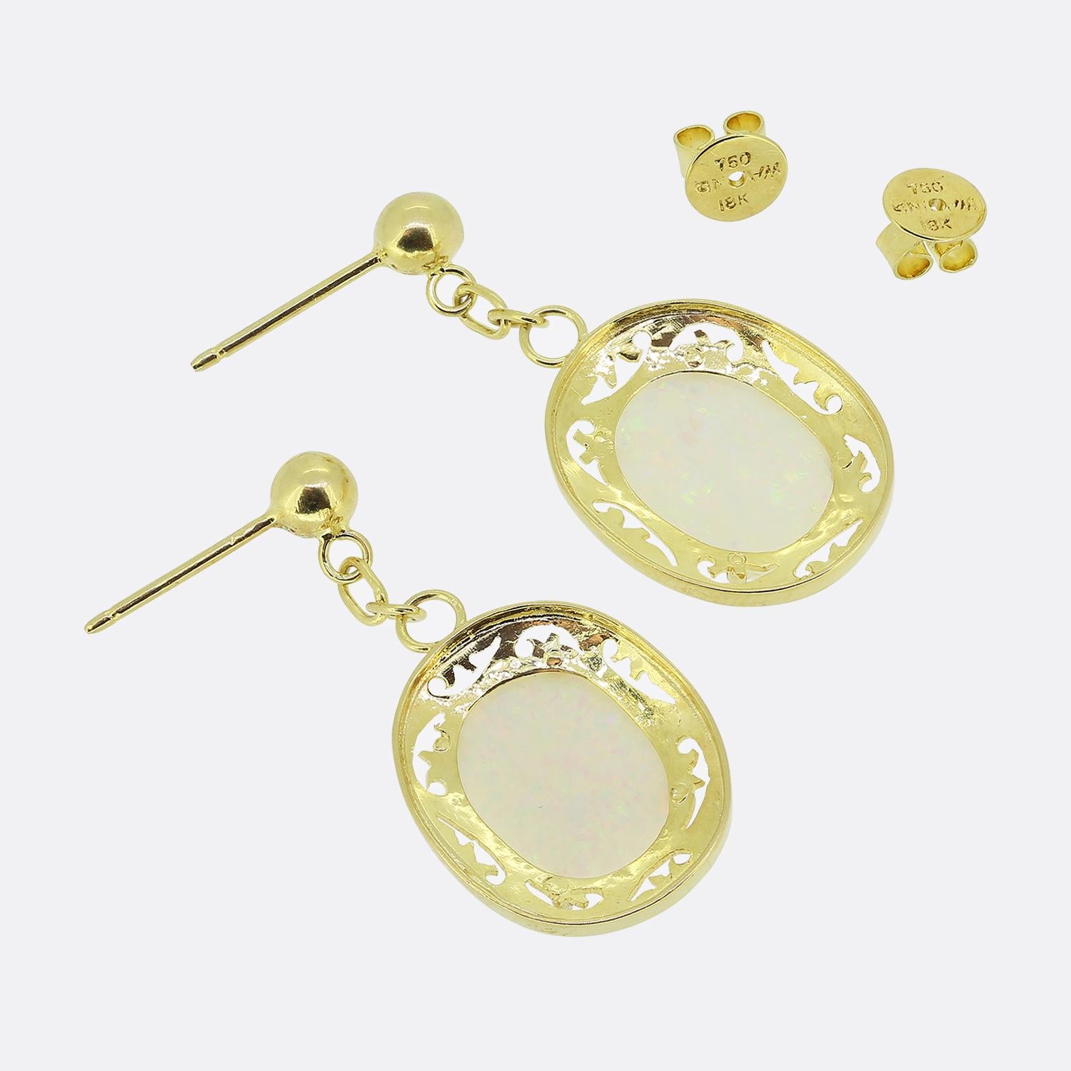 Vintage Opal Drop Earrings In Good Condition For Sale In London, GB