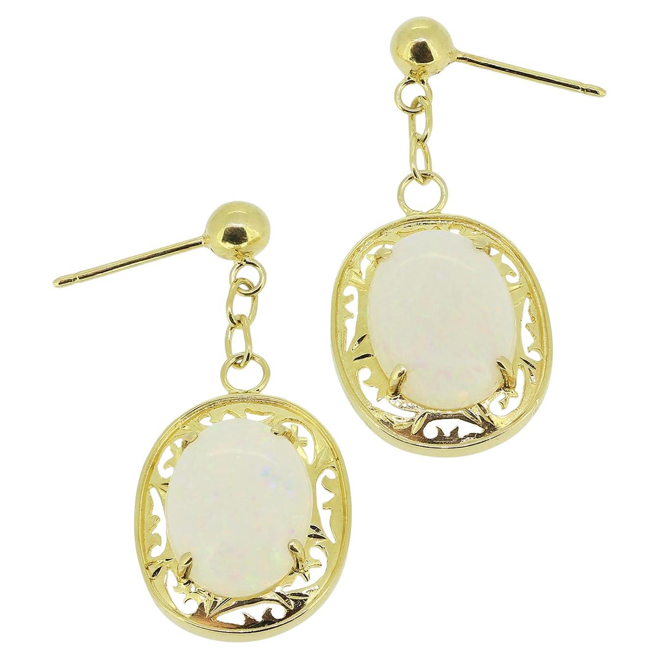 Vintage Opal-Tropfen-Ohrringe im Angebot