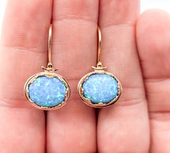 Vintage Opal Drop Earrings in 14k Rose Gold