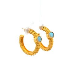 Vintage Opal Gold Open Hoop Earrings Fine Estate Jewelry