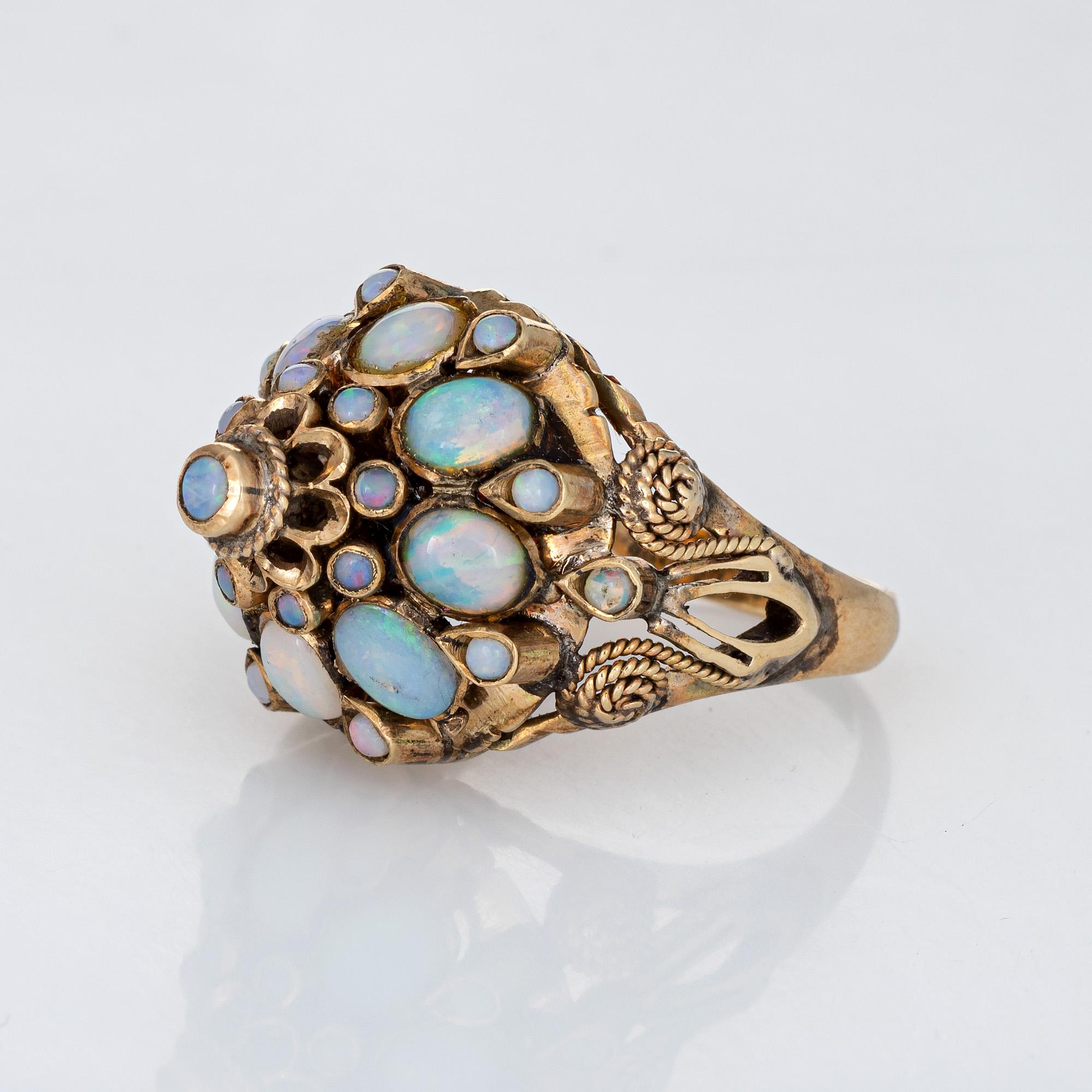Cabochon Vintage Opal Harem Ring 18 Karat Yellow Gold Estate Fine Jewelry Dome