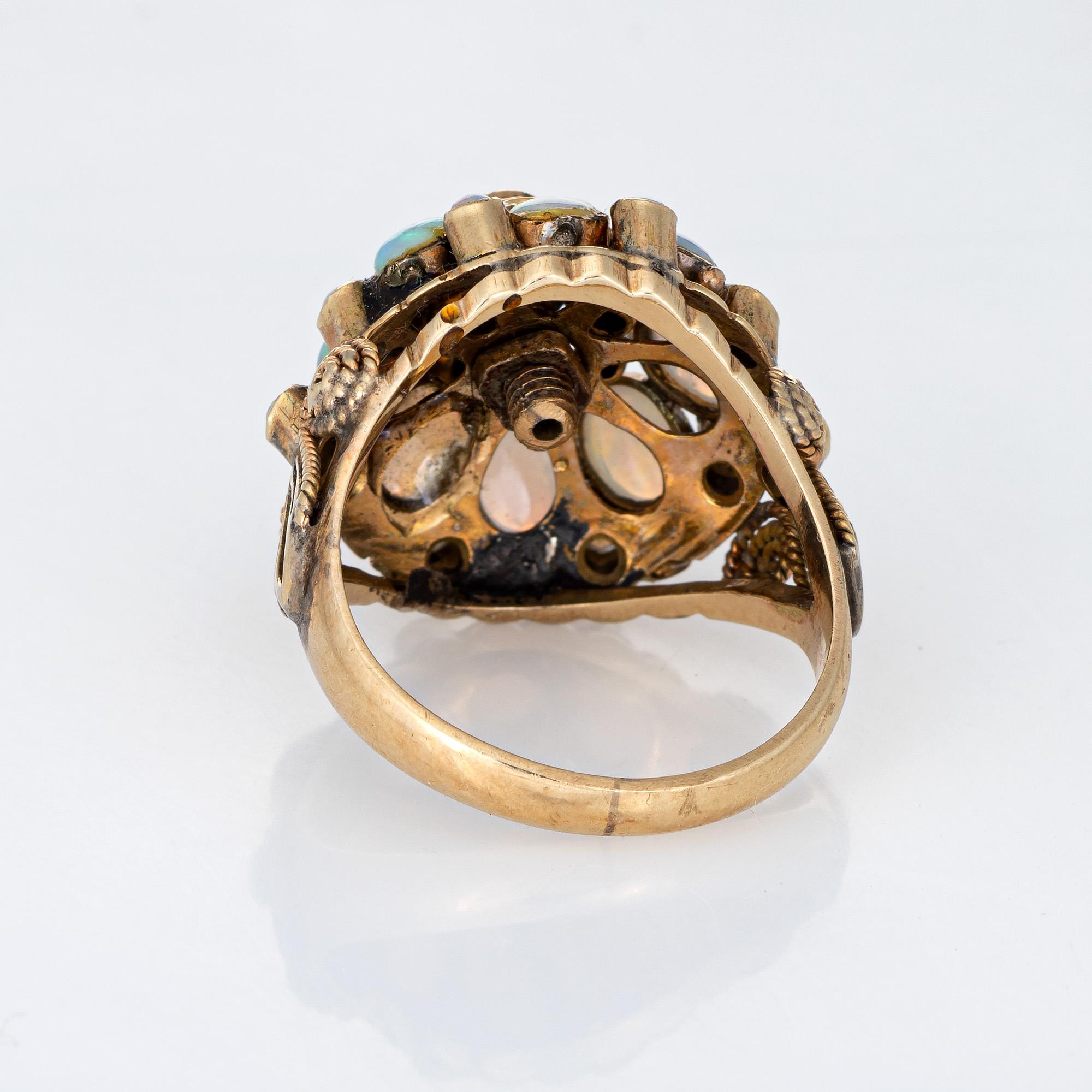 Vintage Opal Harem Ring 18 Karat Yellow Gold Estate Fine Jewelry Dome In Good Condition In Torrance, CA