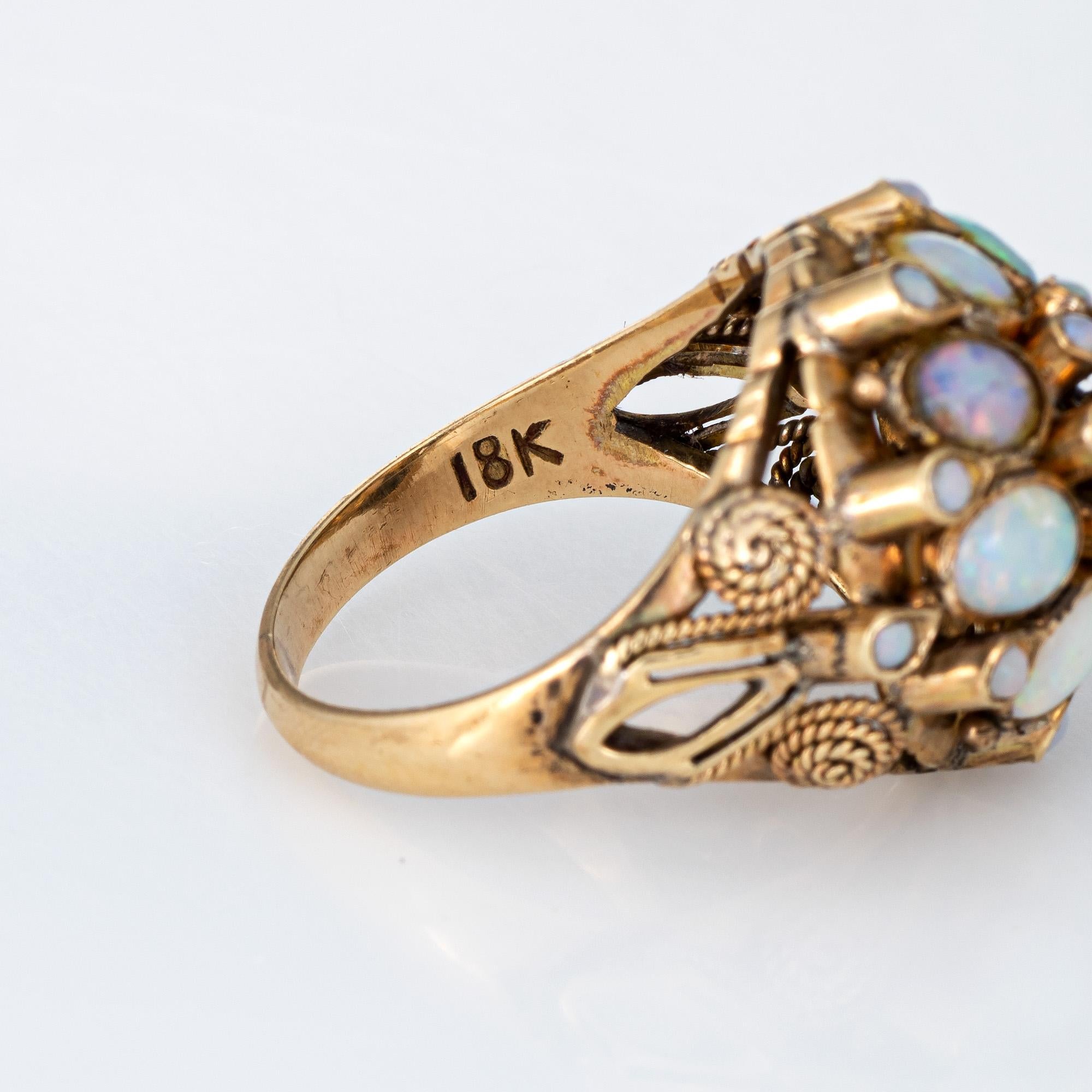 Vintage Opal Harem Ring 18 Karat Yellow Gold Estate Fine Jewelry Dome 1