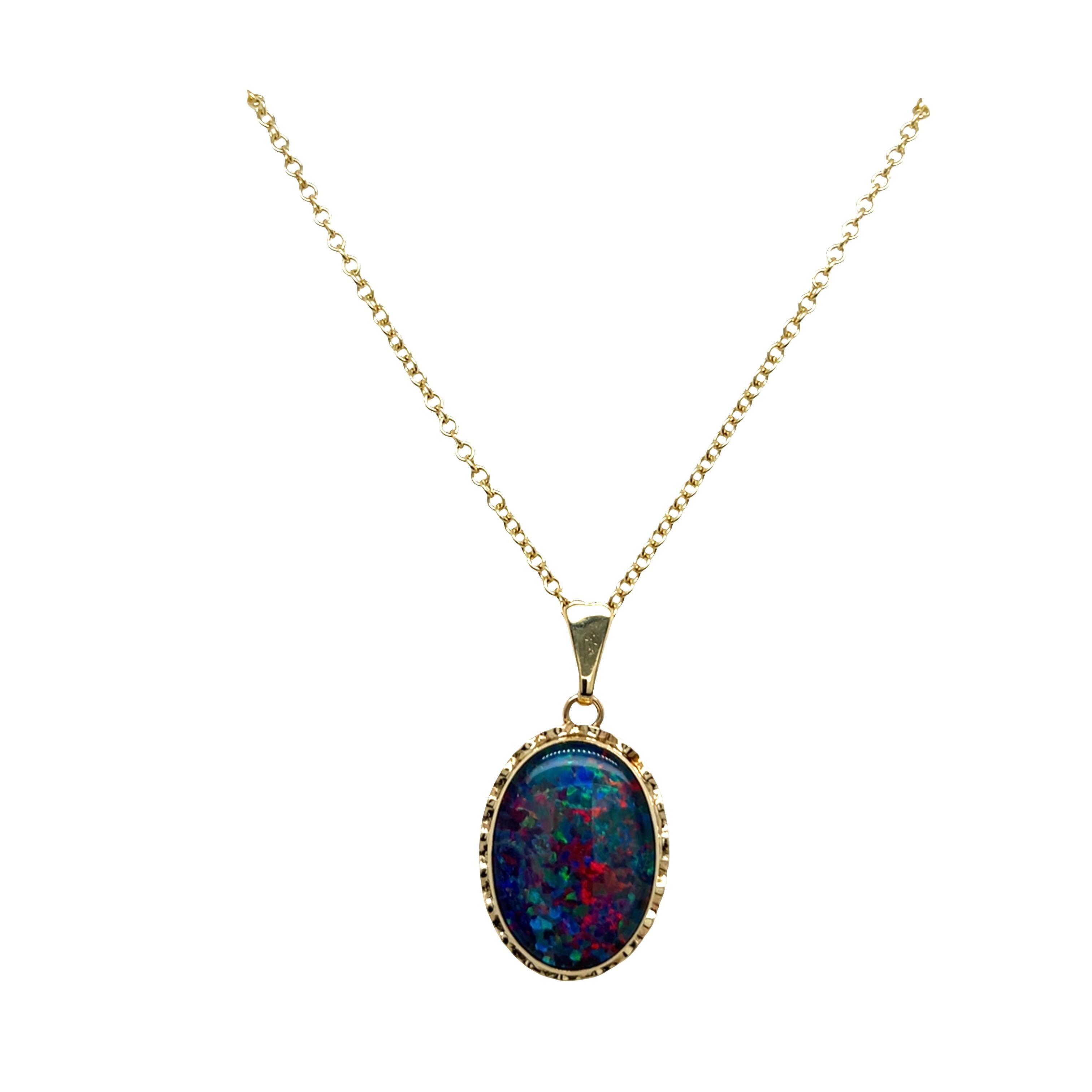 De las mujeres Colgante de ópalo vintage engastado en oro amarillo de 9 ct en venta