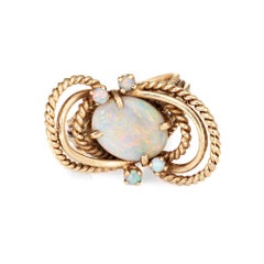 Vintage Opal Ring 14k Yellow Gold Celestial Planets Fine Estate Jewelry