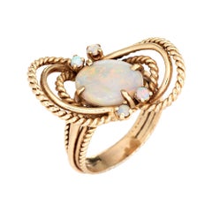 Vintage Opal Ring 14k Gelbgold Celestial Planets feiner Nachlassschmuck