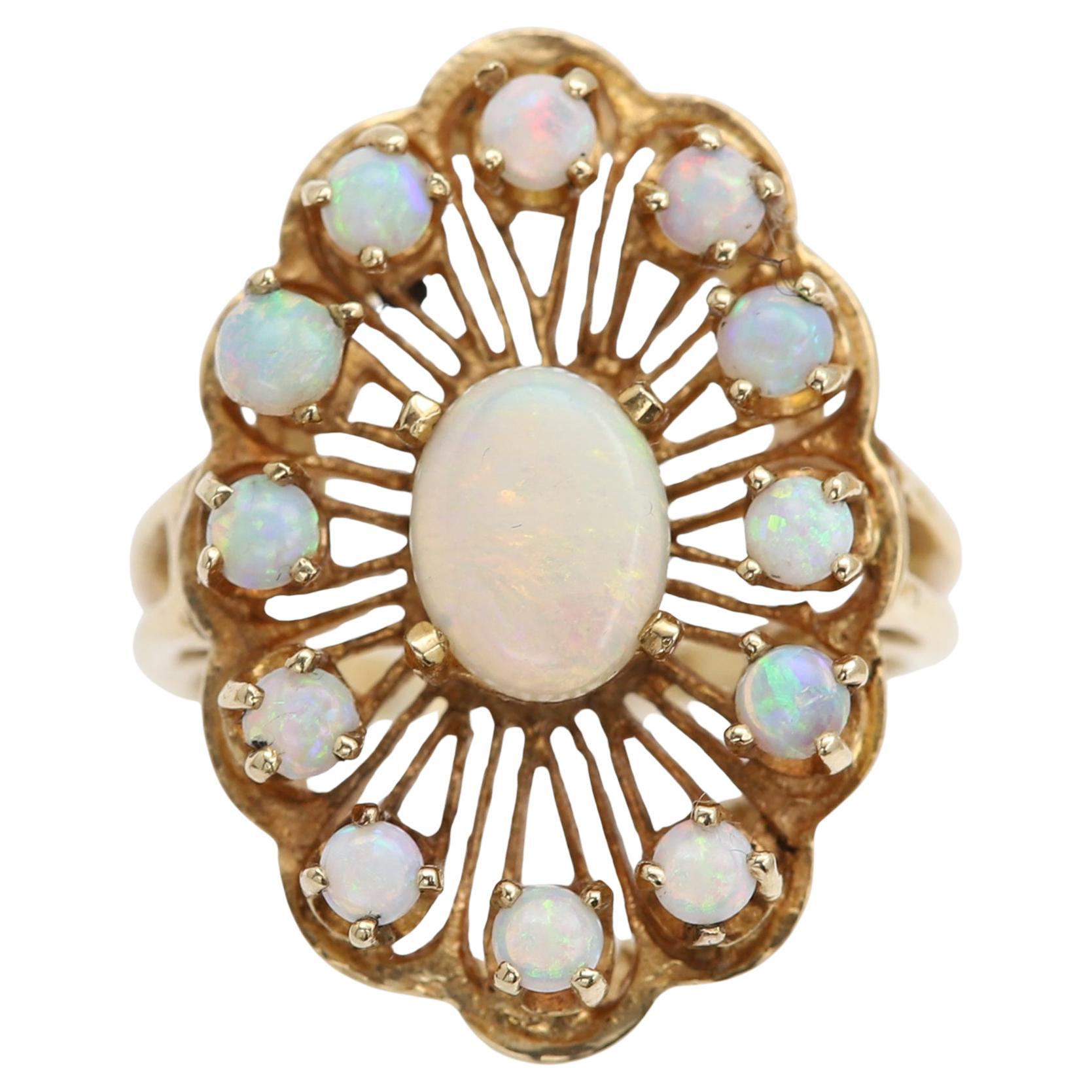 Vintage Opal Ring Circa 1950's 14 Karat Yellow Gold Vintage Opal jewelry