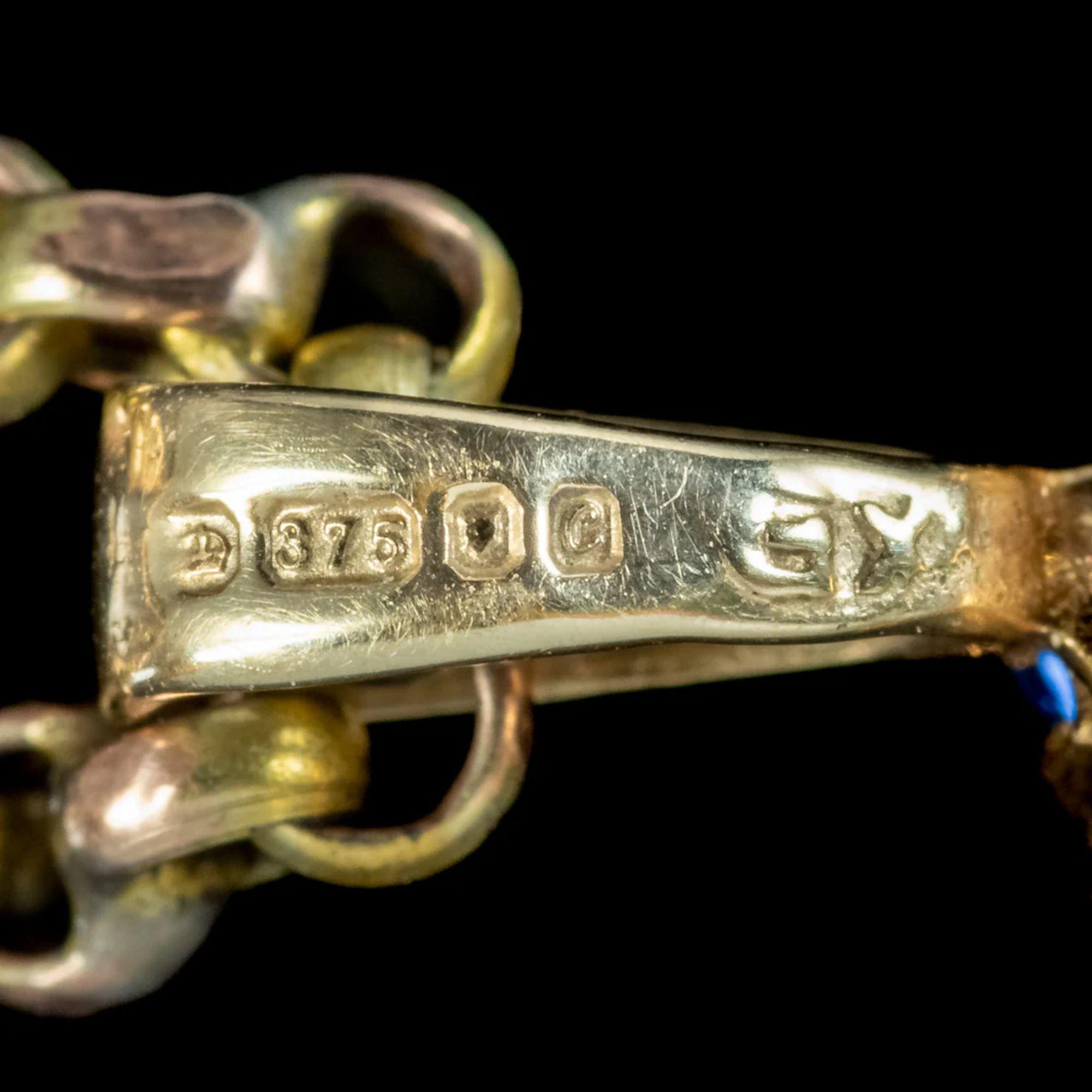 Vintage-Halskette mit Opal-Saphir-Anhänger aus 9 Karat Gold und 25 Karat Opal im Angebot 1